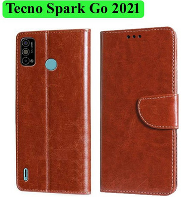 Wynhard Flip Cover for Tecno Spark Go 2021(Brown, Grip Case, Pack of: 1)