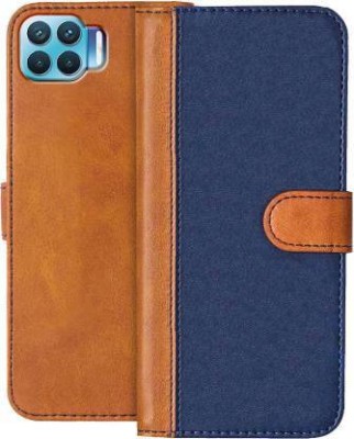Mycos Flip Cover for Oppo F17 Pro(Blue, Brown, Shock Proof, Pack of: 1)