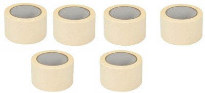 True-Ally 96mm x 20 meters Masking Tape 4 inch / 96mm x 20 meters of Multi-Use, Easy Tear Tape Great for Carpenter Labeling, Painting, Packing and More- (Pack of 6) (Manual)(Set of 6, Cream)