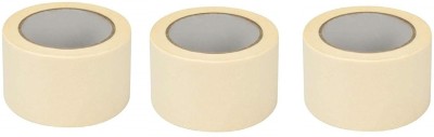 True-Ally 96mm x 20 meters Masking Tape 4 inch / 96mm x 20 meters of Multi-Use, Easy Tear Tape Great for Carpenter Labeling, Painting, Packing and More- Pack of 3 (Manual)(Set of 3, Cream)