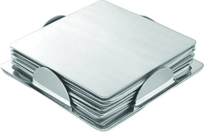 finality Square Reversible Steel Coaster Set(Pack of 6)