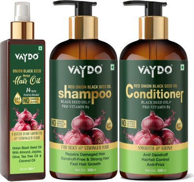 vaydo Red Onion Black Seed Oil Ultimate Hair Care Kit (Shampoo + Hair Conditioner + Hair Oil) (3 Items in the set)(3 Items in the set)