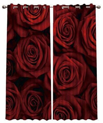 Ad Nx 274 cm (9 ft) Polyester Room Darkening Long Door Curtain (Pack Of 2)(Floral, Red)