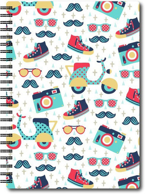 Nourish A4 Size RULED Pages Colourful Graphic Diary A4 Notebook Ruled 75 Pages(Multicolor)