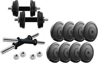 gymfreak 18Kg (2.5kg x 4 + 2kg x 4 Rubber Plates) + 2 Dumbbell rods Adjustable Dumbbell(18 kg)