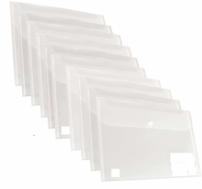 KRISHVIA plastic A4 size Plastic Report File Bag (Set of 10)(Set Of 10, White)
