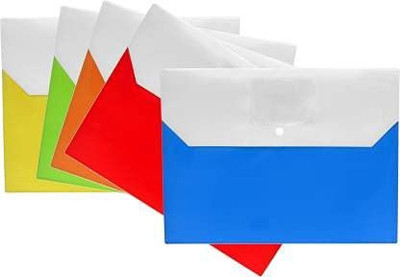 KRISHVIA plastic Transparent plastic A4 Sze File Bag (Set Of 5)(Set Of 5, Multicolor)
