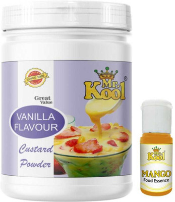 Mr.Kool Premium Quality Vanilla Instant Custard Powder 800g jar | Mango Food Essence 20ML | Combo Of 820G Combo(vanilla custard powder 800g jar and mango essence 20ml)