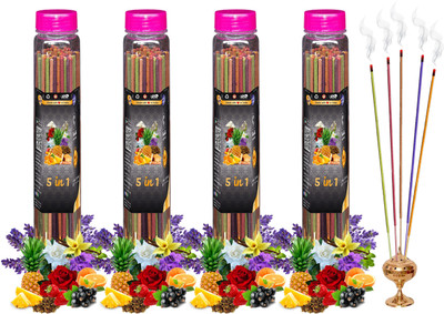 Shankh 5 in 1 (Multiple Fragrances) Agarbatti (Incense Stick) Pack of 400 gram (100 + 100 + 100 + 100) Fragrances Rose, Mogra, Panchvati, Lavender, Pineapple(400 g, Set of 1)