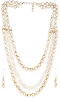 PANASH Alloy Gold-plated Gold, White Jewellery Set(Pack of 1)