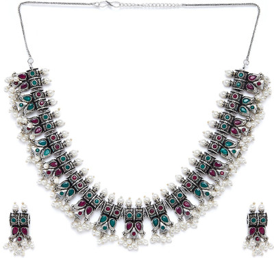 PANASH Brass Silver Silver, Red, Green Jewellery Set(Pack of 1)