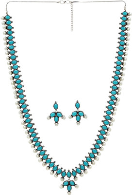 PANASH Brass Silver Silver, Turquoise, White Jewellery Set(Pack of 1)