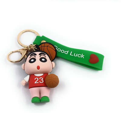 Auspice Shinchan Playing Football Figure with Strap Good Luck Key Chain