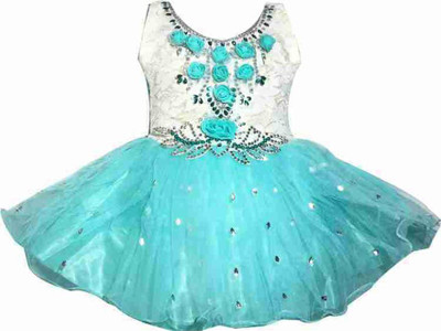 NKG FASHION Baby Girls Midi/Knee Length Festive/Wedding Dress(Blue, Sleeveless)