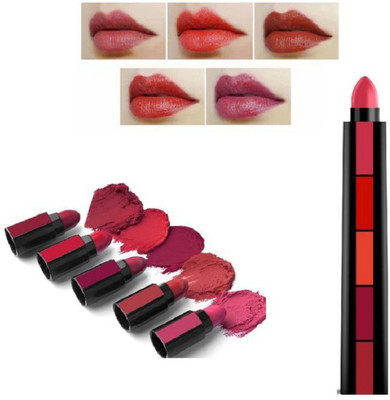 NYN HUDA Creamy Matte 5 in 1 Fabulous Lipsticks 5in1(The Red Edition, 7.5 g)