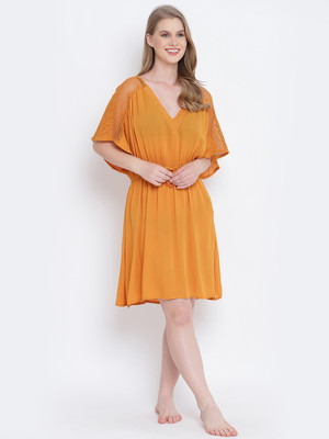 OXOLLOXO Women Nighty(Yellow)