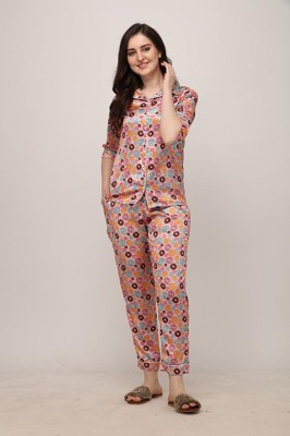 berrylicious Women Printed Multicolor Shirt & Pyjama set