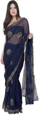 REBOOT FASHIONS Embellished Bollywood Chiffon Saree(Blue)