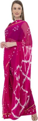 REBOOT FASHIONS Printed Bandhani Chiffon Saree(Pink)