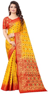 Perfect Wear Woven Banarasi Cotton Silk Saree(Yellow)