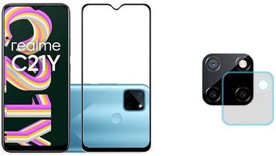 ISAAK Edge To Edge Tempered Glass for Realme C21Y Edge to Edge, Full Glue, 11D Tempered Glass And Back Camera Lens Protector (Combo Pack)(Pack of 1)