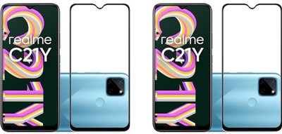 ISAAK Edge To Edge Tempered Glass for Realme C21Y Edge to Edge, Full Glue, 11D Tempered Glass(Pack of 2)