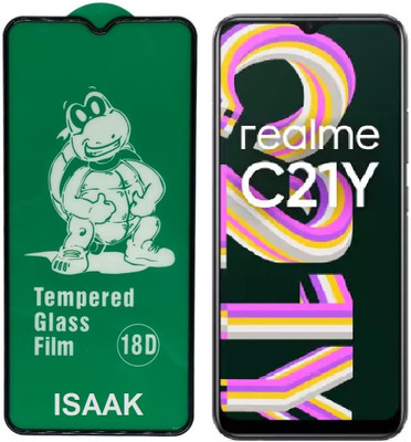 ISAAK Edge To Edge Tempered Glass for Realme C21Y Edge to Edge, Full Glue, 18D Tempered Glass(Pack of 1)