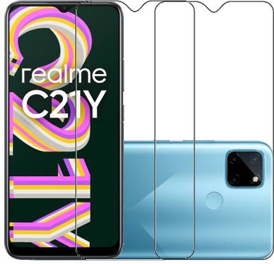 HOBBYTRONICS Tempered Glass Guard for Realme C21Y, realme C21Y(Pack of 2)
