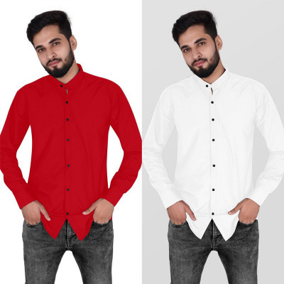 NuJi Men Solid Casual Multicolor Shirt(Pack of 2)
