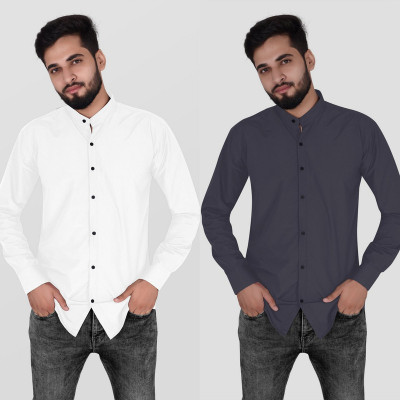 MBF66 Men Solid Casual Multicolor Shirt(Pack of 2)