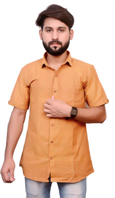 LIBSADRESSES Men Solid Casual Yellow Shirt