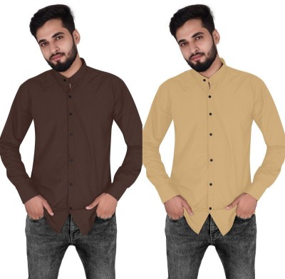 NuJi Men Solid Casual Multicolor Shirt(Pack of 2)