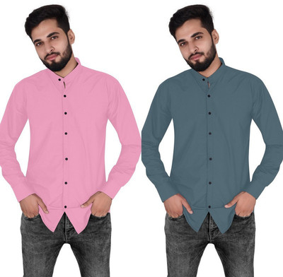 NuJi Men Solid Casual Multicolor Shirt(Pack of 2)