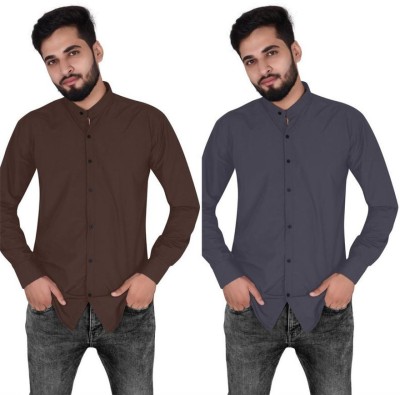 NuJi Men Solid Casual Multicolor Shirt(Pack of 2)