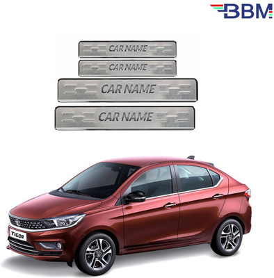 BBM Stainless Steel Foot Steps Car Door Chrome Silver Sill Scuff Plates With Adhesive Tape (Set of 04 pcs) For Tata Tigor Door Sill Plate