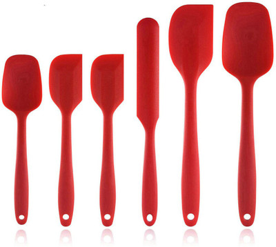 veniqe Pack of 6-Silicone Spatula Set for Cooking Premium Quality with Stainless Steel Core Non Stick Silicon Spatulas Brush for Cake Mixer Baking & Mixing Home Kitchen Tools(RED) Rubber Spatula(Pack of 6)