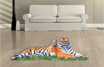 Jagvii 88 cm Amazing tiger with cub, 3D, Quality Product Self Adhesive Sticker(Pack of 1)
