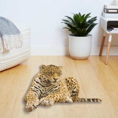 Jagvii 72 cm tiger sitting on the Floor Self Adhesive Sticker(Pack of 1)