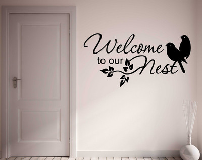 Wallzone 90 cm Welcome To Our Nest Removable Sticker(Pack of 1)