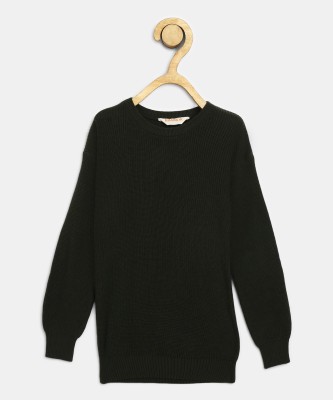 KILLER Woven Round Neck Casual Boys Black Sweater