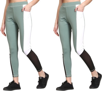 Urban Komfort Color Block Women Green Tights