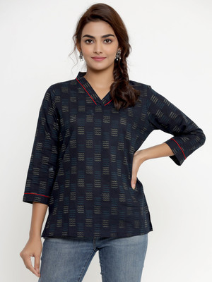 MIRAVAN Casual Printed Women Dark Blue Top