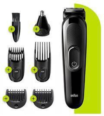 Braun Hair Clippers for Men MGK3220, 6in1 Beard Trimmer, Ear & Nose Trimmer, Cordless & Rechargeable Grooming Kit 50 min Runtime 13 Length Settings(Black)