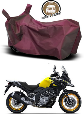 SMDP Waterproof Two Wheeler Cover for Suzuki(V-Strom 650 XT, Maroon)