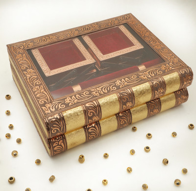 ZAPEX Jewelry Box Marriage, Anniversary, Gift Item, Engagement, Handmade Wooden, Multi Purpose, Jewelry Box Multi Use, Jewelry Storage Vanity Box Jewellery Vanity Box(GOLDEN)