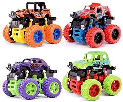 HALO NATION Metal Die-cast Rock Crawler Mini Truck Friction Powered Climber - 4 Pack 4WD Monster Truck Offroad Cars Push and Go Toy Cars 4 Wheel Drive Vehicles for Toddlers Children(Multicolor, Pack of: 4)