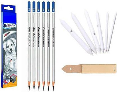 Hardbrixx ARTLINE SKETCHING PENCIL SET,SAND PAPER ,BLENDING PAPER STUMP COMBO SKETCHING KIT FOR PROFESSIONAL ARTISTS (MULTICOLOR)