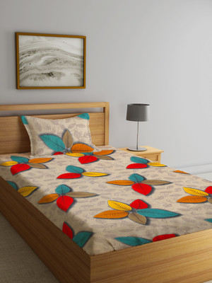 Home Sizzler 144 TC Microfiber Single Abstract Flat Bedsheet(Pack of 1, Multicolor)