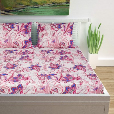 titlis 280 TC Cotton King Floral Flat Bedsheet(Pack of 1, Multicolor)
