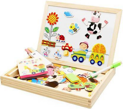 Quadrants 2 in 1 Educational Learning Wooden Animal Magnetic Puzzle with Board Game(Multicolor)